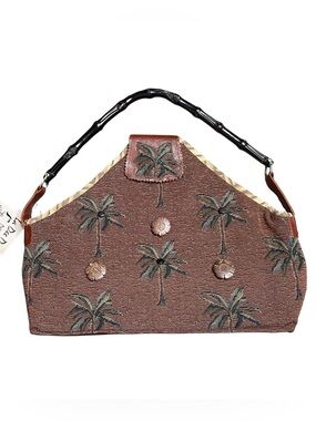 La Dee Da design by Lori Gravink brown palm tree tapestry bag purse handbag